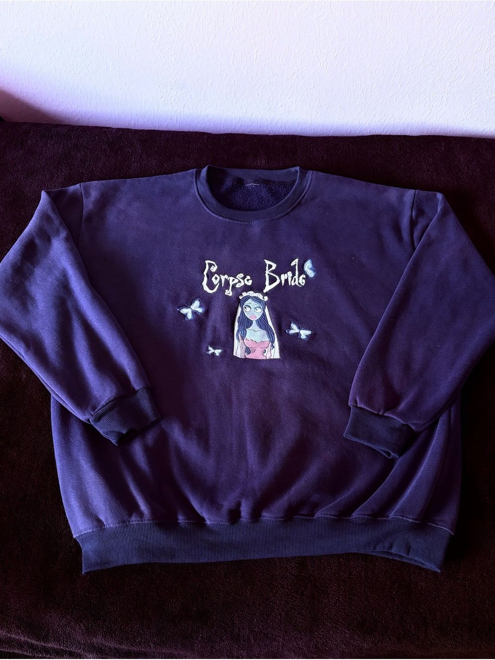 Tim Burton’s Corpse Bride large embroidered front graphic purple sweatshirt 2XL